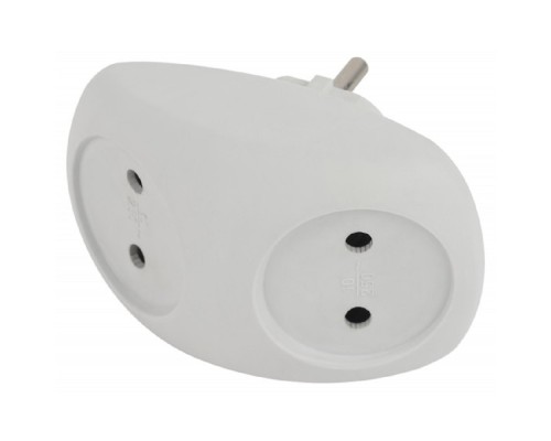 [ЭРА Удлинители бытовые, Сетевые фильтры] ЭРА Б0053480 Разветвитель электрический SPx-2-W на 2 розетки без заземления 10А белый