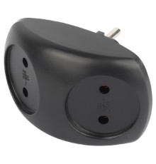 ЭРА Б0059720 Разветвитель электрический SPx-2-B на 2 розетки без заземления 10А черный 