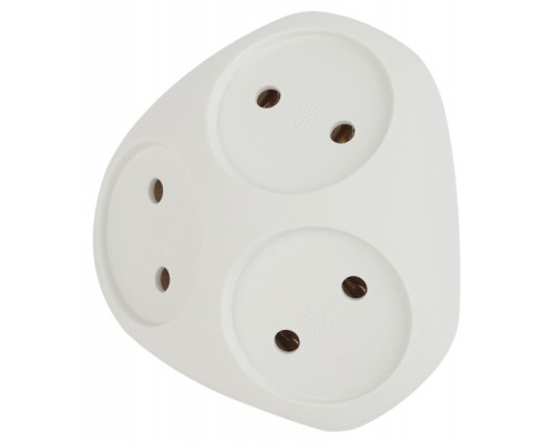 [ЭРА Удлинители бытовые, Сетевые фильтры] ЭРА Б0053481 Разветвитель электрический SPx-3-W на 3 розетки без заземления 10А белый