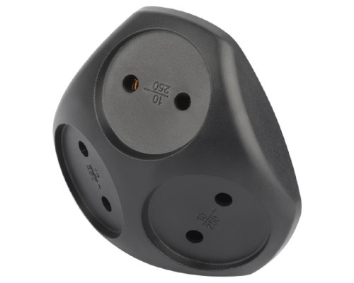 [ЭРА Удлинители бытовые, Сетевые фильтры] ЭРА Б0059721 Разветвитель электрический SPx-3-B на 3 розетки без заземления 10А черный