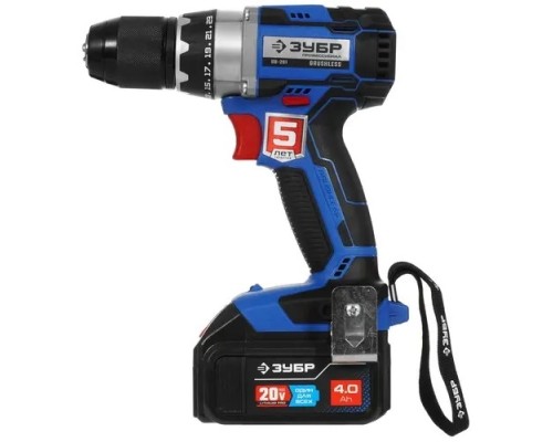 [Дрель, Шуруповерт] ЗУБР  Т7, 20 В, 70 Н·м, 2 АКБ (4 А·ч), бесщеточная дрель-шуруповерт, кейс, Профессионал (DB-201-42)