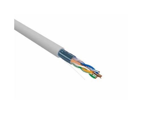 [Экранированная витая пара FTP (бухты)] Rexant (01-0143-R) Кабель витая пара F/UTP, CAT 5e, PVC, 4PR, 24AWG, INDOOR, SOLID, серый, 305м, РФ