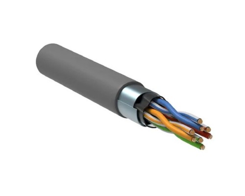 [Экранированная витая пара FTP (бухты)] Rexant (01-0152-R) Кабель витая пара F/UTP, CAT 5е, PVC, 4PR, 24AWG, INDOOR, SOLID, серый, 305м, серия LIGHT