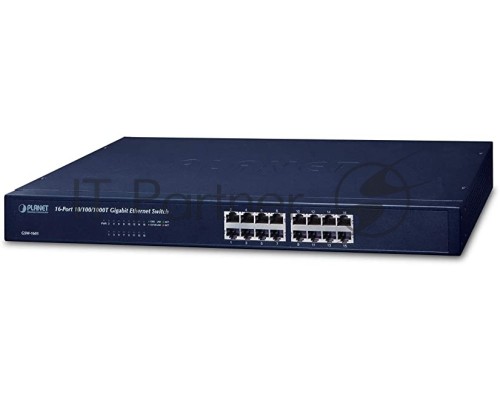 Коммутатор GSW-1601 неуправляемый  для монтажа в стойку 16-Port 10/100/1000Mbps Gigabit Ethernet Switch