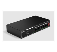 DAHUA DH-SF1006LP 6-портовый неуправляемый коммутатор с РоЕ, 4xRJ45 100Mb PoE, 2xRJ45 100Mb uplink, суммарно 36Вт, коммутация 1.2 Гбит/с, MAC-таблица 2K, металл