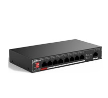 DAHUA DH-SF1009P 9-портовый неуправляемый коммутатор с РоЕ, 8xRJ45 100Mb PoE, 1xRJ45 100Mb uplink, суммарно 96Вт, коммутация 1.8 Гбит/с, MAC-таблица 2K, металл