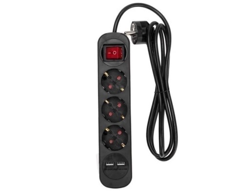 [удлинители] Rexant (13-4022) Удлинитель STANDARD 3 гнезда, 3м, 3х1,0мм?, с/з, с выключателем, 2 USB, черный