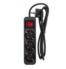Rexant 13-4019 Удлинитель STANDARD 3 гнезда, 3м, 3х1,0мм?, с/з, с выключателем, черный