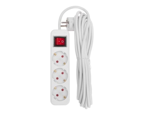 [удлинители] Rexant  13-4014 Удлинитель STANDARD 3 гнезда, 5м, 3х1,0мм?, с/з, с выключателем, белый