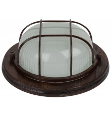 ЭРА Б0048416 Светильник НБО 03-60-022 Кантри дерево/стекло решетка IP54 E27 max 60Вт D220 круг орех