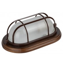 ЭРА Б0048418 Светильник НБО 04-60-022 Кантри дерево/стекло решетка IP54 E27 max 60Вт 232х140 овал орех 