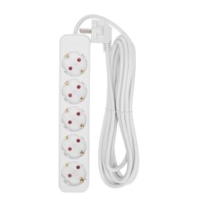 Rexant 13-4030 Удлинитель STANDARD 5 гнезд, 5м, 3х1,0мм?, с/з, белый 