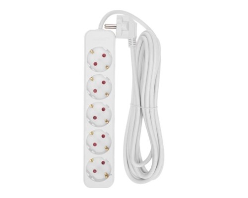 [удлинители] Rexant 13-4030 Удлинитель STANDARD 5 гнезд, 5м, 3х1,0мм?, с/з, белый 