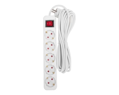 [удлинители] Rexant 13-4033 Удлинитель STANDARD 5 гнезд, 5м, 3х1,0мм?, с/з, с выключателем, белый