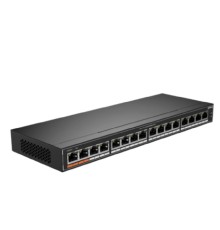 DAHUA DH-SG1016P 16-портовый гигабитный неуправляемый коммутатор c PoE, 16xRJ45 1Gb PoE, суммарно 190Вт, коммутация 32 Гбит/с, MAC-таблица 8К