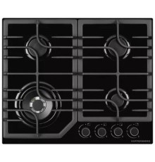 Встраиваемые газовые панели Kuppersberg/ Газовая  варочная поверхность стекло, ширина 60 см, 4 газовые конфорки,комфорка повышенной мощности,автоподжиг, газ-контроль, чугунные решетки, цвет чёрный