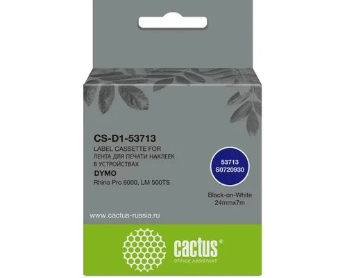 [Расходные материалы] Картридж ленточный Cactus CS-D1-53713 53713 для Dymo Rhino Pro 6000, LM 500TS