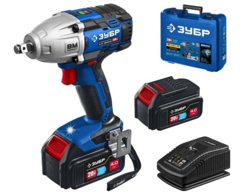 [Дрель, Шуруповерт] ЗУБР  Т7, 20 В, 500 Н·м, 2 АКБ (4 А·ч), бесщеточный гайковерт, кейс, Профессионал  [GB-500-42]