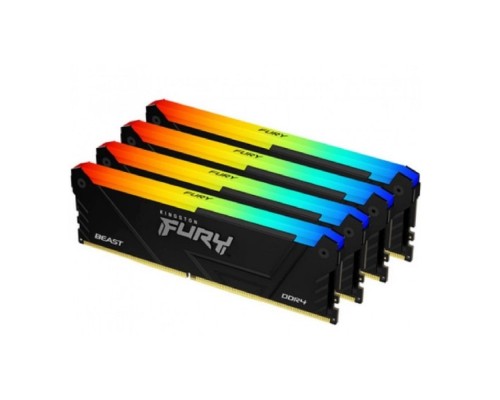 [Модуль памяти] Kingston DDR4 64GB 3200MHz DDR4 CL16 DIMM (Kit of 4) 1Gx8 FURY Beast RGB