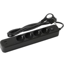 Эра Б0059572 Сетевой фильтр USF-4es-1,5m-2xUSBAC-B с базовой защитой с заземлением с выкл. 4 розетки+ 2xUSBA+C 3,1A 1,5м 10А черный