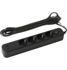 Эра Б0059574 Сетевой фильтр USF-4es-3m-2xUSBAC-B с базовой защитой с заземлением с выключателем 4 розетки+ 2xUSBA+C 3,1A 3м 10А черный
