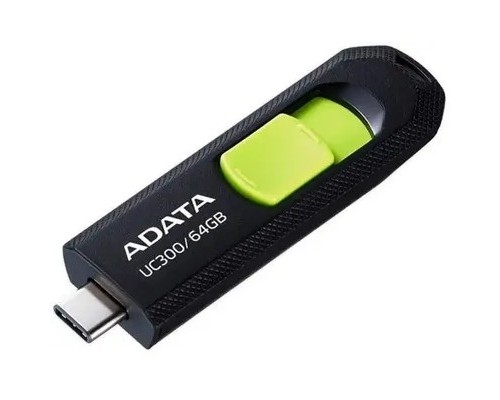 [Носитель информации] A-DATA Flash Drive 64GB USB (Type-C) A-Data UC300 USB3.2, черный и зеленый [acho-uc300-64g-rbk/gn]