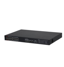 DAHUA DH-S4220-16GT-240 20-портовый гигабитный управляемый коммутатор с PoE, уровень L2, 16xRJ45 1Gb PoE, 2xRJ45 1Gb, 2xSFP 1Gb, суммарно до 240Вт, коммутация 56 Гбит/с, MAC-таблица 8к
