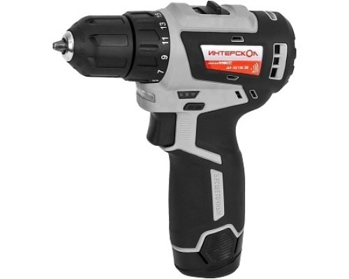 [Дрель, Шуруповерт] ИНТЕРСКОЛ  ДА-10/12В 38 МиниМАКС бесщеточная аккум. дрель-шуруповерт [757.3.2.40] { Li-ion, кейс, 2 аккум., 3,0Ач, ЗУ }