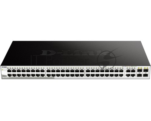 Коммутатор D-Link DGS-1210-52/FL1A, L2 Managed Switch with 48 10/100/1000Base-T ports and 4 100/1000Base-T/SFP combo-ports.16K Mac address, 802.3x Flow Control, 256 of 802.1Q VLAN, VID range 1-4094, 802.1p Prio
