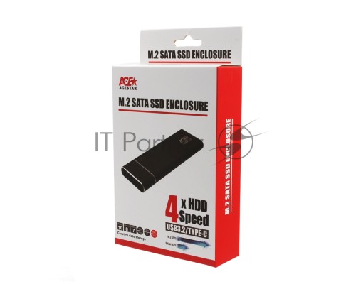Внешний корпус AgeStar M.2 USB 3.0  NGFF (B-key) AgeStar 3UBNF5C (BLACK) , алюминий, серебристый