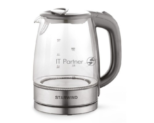 Чайник электрический Starwind SKG2315 1.7л. 2200Вт серый/серебристый (корпус: стекло)
