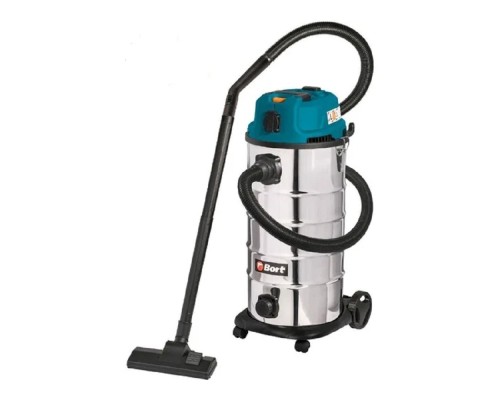 [Пылесосы строительные] Bort Пылесос для сухой и влажной уборки BSS-1640-STORM {бак 40 л; 1600 Вт;  шланг 3 м; всасывание 270 Вт; Уровень шума 78 дБ; Вес 6,9 кг; Напряжение 220 В; аксессуаров 12 шт, гарантия 2 г} [93417517] 
