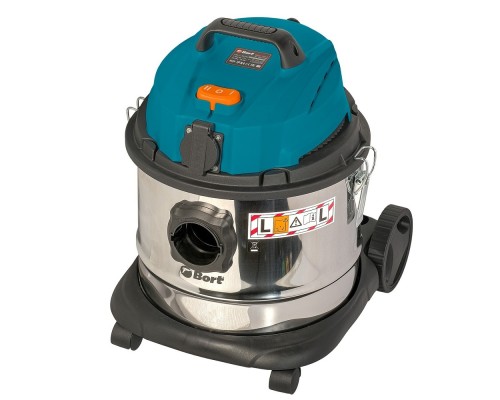 [Пылесосы строительные] Bort Пылесос для сухой и влажной уборки BSS-1215 {бак 15 л; 1200 Вт;  шланг 2 м; всасывание 260 Вт; Уровень шума 78 дБ; Вес 5,6 кг; Напряжение 220 В; аксессуаров 11 шт, гарантия 2 г} [93417784] 