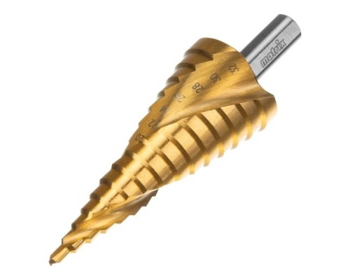 [Буры,сверла,долото] Сверло ступенчатое,4-6-8-10-12-14-16-18-20-22-24-26-28-30-32 мм,HSS,спирал.проф.,трехгр.хв.// Matrix [72359]