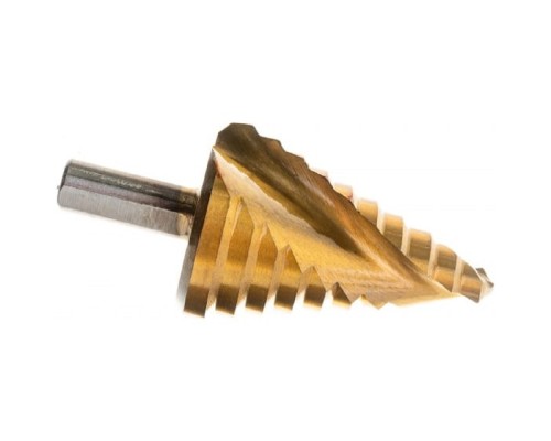 [Буры,сверла,долото] Сверло ступенчатое, 9-12-15-18-21-24-27-30-33-36 мм, HSS, спирал. проф., трехгр. хвостовик// Matrix [72358]