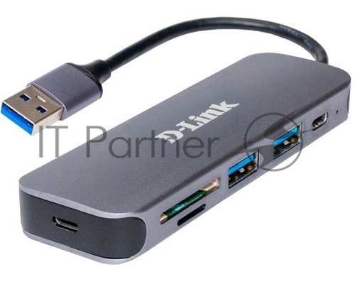 Концентратор D-Link DUB-1325/A1A с 2 портами USB 3.0, 1 портом USB Type-C, слотами для карт SD и microSD и разъемом USB 3.0