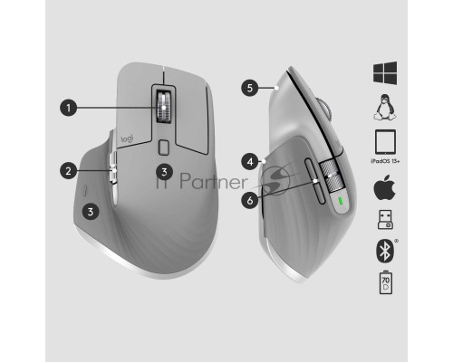 Мышь Logitech Wireless MX Master 3 Advanced Mouse MID GREY