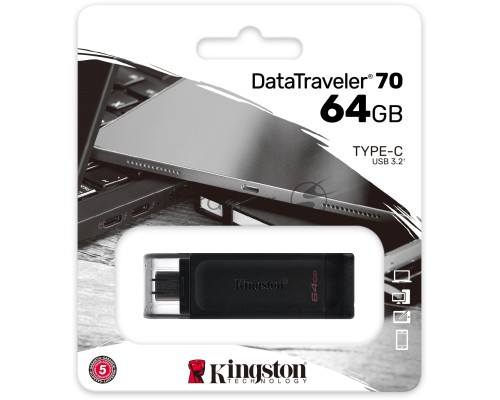 Флеш диск Kingston 64Gb DataTraveler DT70 <DT70/64GB>, USB-C 3.2 Gen 1