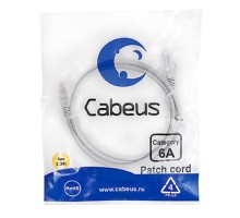 Cabeus PC-UTP-RJ45-Cat.6a-1m-LSZH Патч-корд U/UTP, категория 6а (10G), 2xRJ45/8p8c, неэкранированный, серый, LSZH, 1м