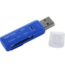5bites Устройство ч/з карт памяти RE3-200BL USB3.0 Card reader / SD / TF / USB PLUG / BLUE