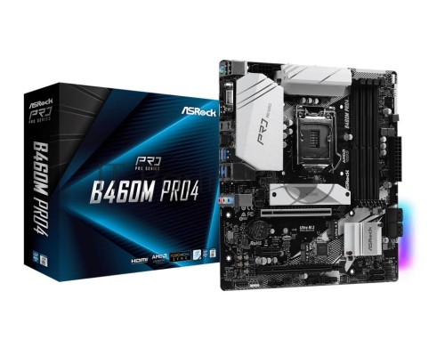 Плата материнская Asrock Asrock B460M PRO4, LGA1200, Intel B460, mATX, BOX