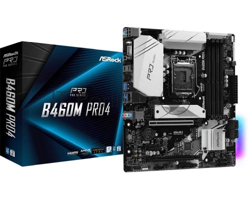 Плата материнская Asrock Asrock B460M PRO4, LGA1200, Intel B460, mATX, BOX
