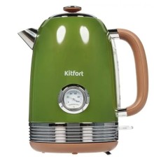 Чайник, Kitfort, КТ-6110, Мощность 2200W, Металлический корпус, Объем 1.7л, Автоотключение, Отключение при снятии с подставки, Зеленый