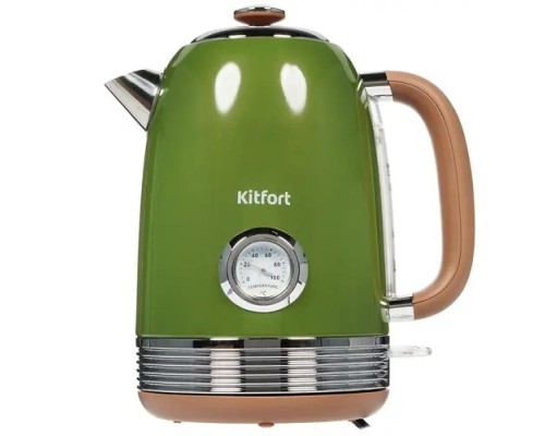 [Пылесос] Чайник, Kitfort, КТ-6110, Мощность 2200W, Металлический корпус, Объем 1.7л, Автоотключение, Отключение при снятии с подставки, Зеленый