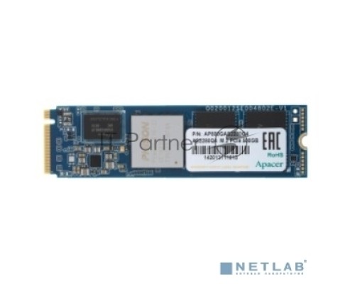Накопитель SSD Apacer 500GB M.2 2280 AS2280Q4 Client AP500GAS2280Q4-1 PCIe Gen4x4 with NVMe, 5000/2500, IOPS 750K, MTBF 1.5M, 3D TLC, 850TBW, 1.7DWPD, Kit Heatsink and mount, NVMe 1.3, RTL