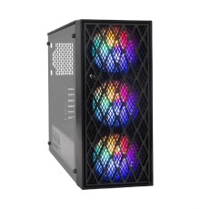 Exegate EX296075RUS Корпус Miditower ExeGate EVO-8243-EVO800 (ATX, БП EVO800RGB с вент. 12 см, 2*USB+1*USB3.0, черный, 3 вент. с RGB подсветкой, боковая панель - закаленное стекло)