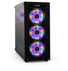 Exegate EX296079RUS Корпус Miditower ExeGate i3 BASE-EVO800 (ATX, БП EVO800RGB с вент. 12 см, с окном, 1*USB+1*USB3.0, аудио, 4 вент. 12см с RGB подсветкой)