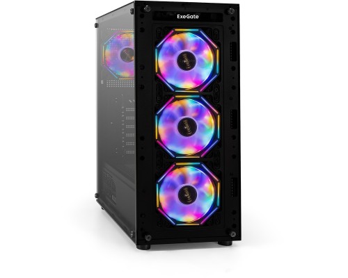 [Корпуса] Exegate EX296079RUS Корпус Miditower ExeGate i3 BASE-EVO800 (ATX, БП EVO800RGB с вент. 12 см, с окном, 1*USB+1*USB3.0, аудио, 4 вент. 12см с RGB подсветкой)