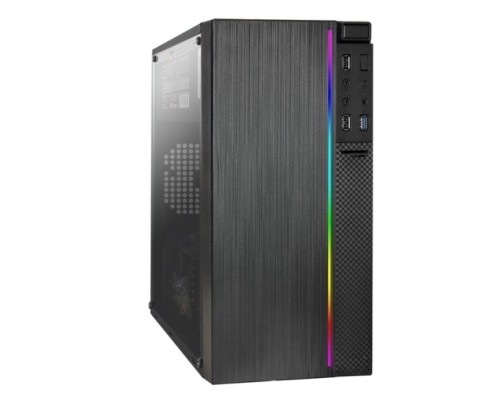 [Корпуса] Exegate EX296070RUS Корпус Minitower ExeGate mEVO-9301-EVO800 (mATX, БП EVO800RGB с вент. 12см, с окном, 2*USB+1*USB3.0, HD аудио, черный, с RGB подсветкой)