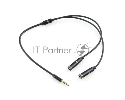 Кабель аудио разветвитель Cablexpert CCAB-02-35MY-0.2MB. 3.5 джек (M)/2х 3.5 джек (F), черный, 0.2м, блистер